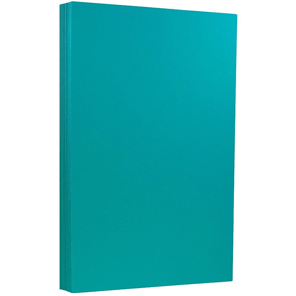 JAM Paper 65 lb. Cardstock Paper, 8.5" x 14", Brite Hue Sea Blue, 50 Sheets/Pack (16730935)