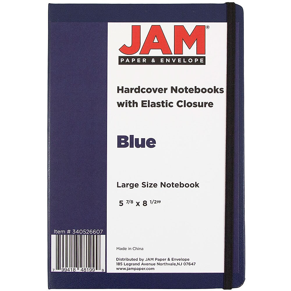 JAM Paper Hardcover Journal, 5.88" x 8.5", Narrow Ruled, Blue, 200 Pages (340526607)