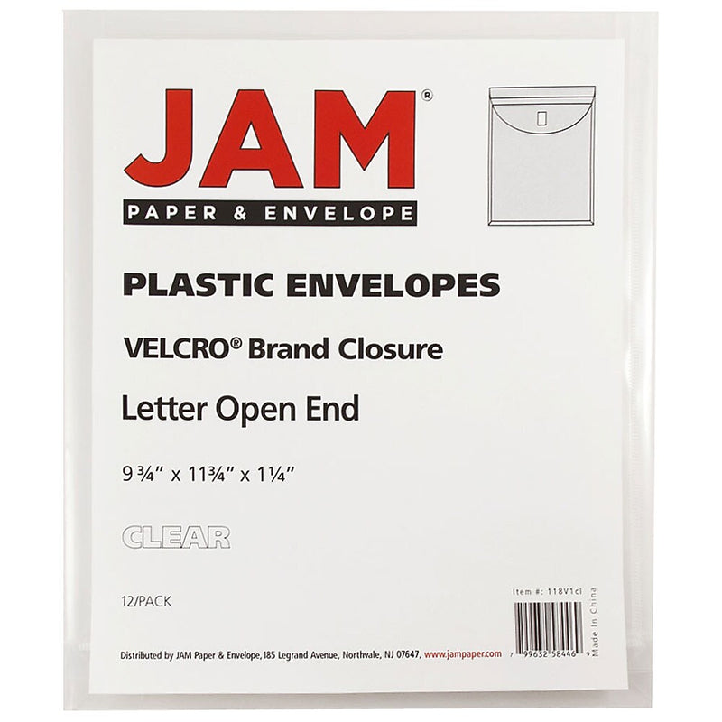 JAM Paper Plastic Document File, Letter, Clear, 12/Pack (118V1CL)