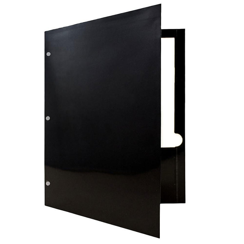 JAM Paper Laminated Glossy 3 Hole Punch Two-Pocket Folders, Black, 6/Pack (385GHPBLA)