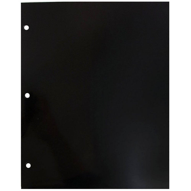 JAM Paper Laminated Glossy 3 Hole Punch Two-Pocket Folders, Black, 6/Pack (385GHPBLA)