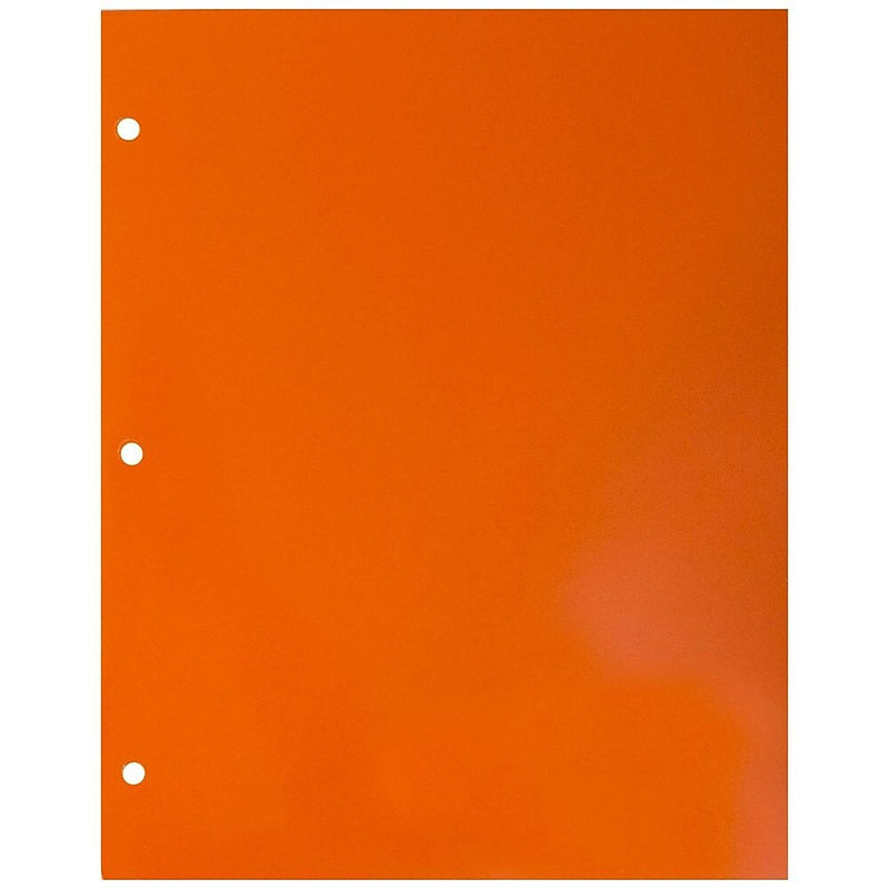 JAM Paper Laminated Glossy 3 Hole Punch Two-Pocket Folders, Orange, 100/Box (385GHPORB)