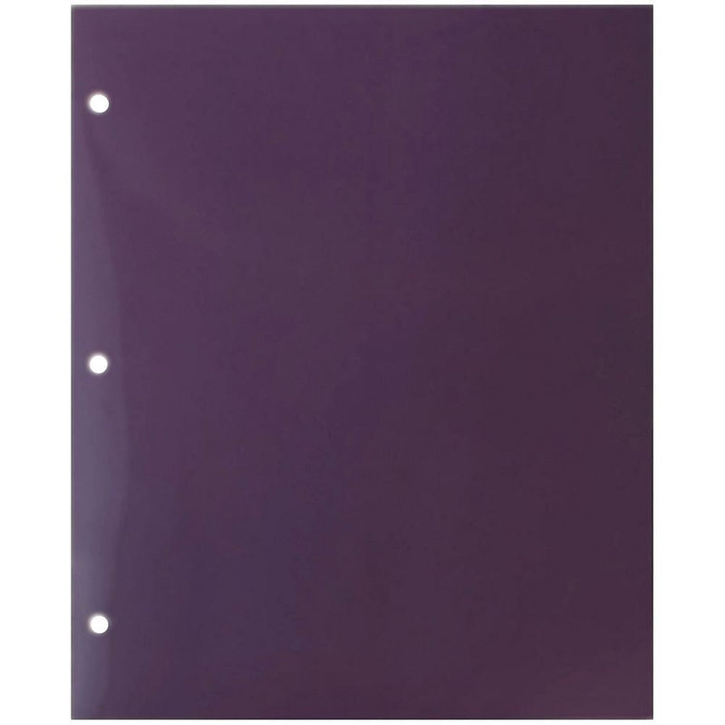 JAM Paper Laminated Glossy 3 Hole Punch Two-Pocket Folders, Purple, 6/Pack (385GHPPUA)