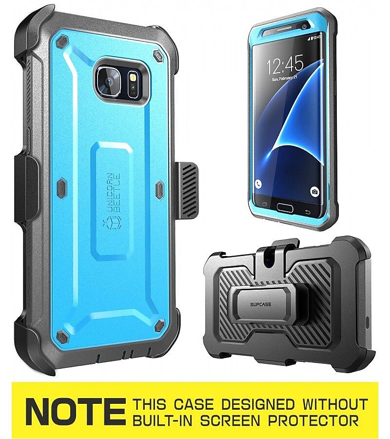 SUPCASE Unicorn Beetle Series Pro Fullbody Protection Case with Screen Protector & Holster for Samsung Galaxy S7 Edge, Blue
