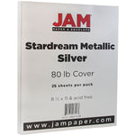 JAM Paper Metallic Colored 8.5" x 11" Paper, 32 lbs., Silver Stardream, 25 Sheets/Pack (173SD8511SI120B)