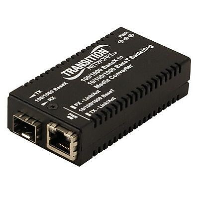 Transition Networks® RJ-45 to SFP Slot Mini Gigabit Ethernet Media Converter, Black (M/GE-PSW-SFP-01-NA)