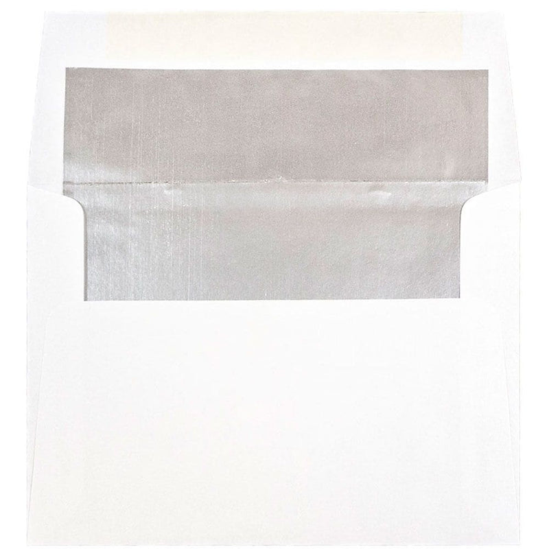 JAM Paper A6 Foil Lined Invitation Envelopes, 4.75 x 6.5, White with Silver Foil, 25/Pack (82927)