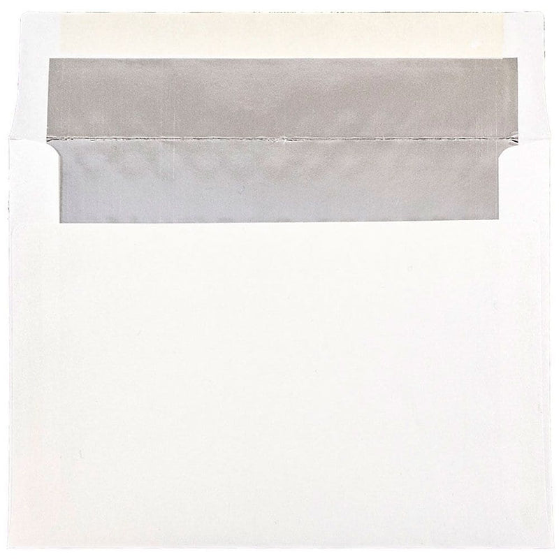 JAM Paper A7 Foil Lined Invitation Envelopes, 5.25 x 7.25, White with Silver Foil, 25/Pack (3243671)