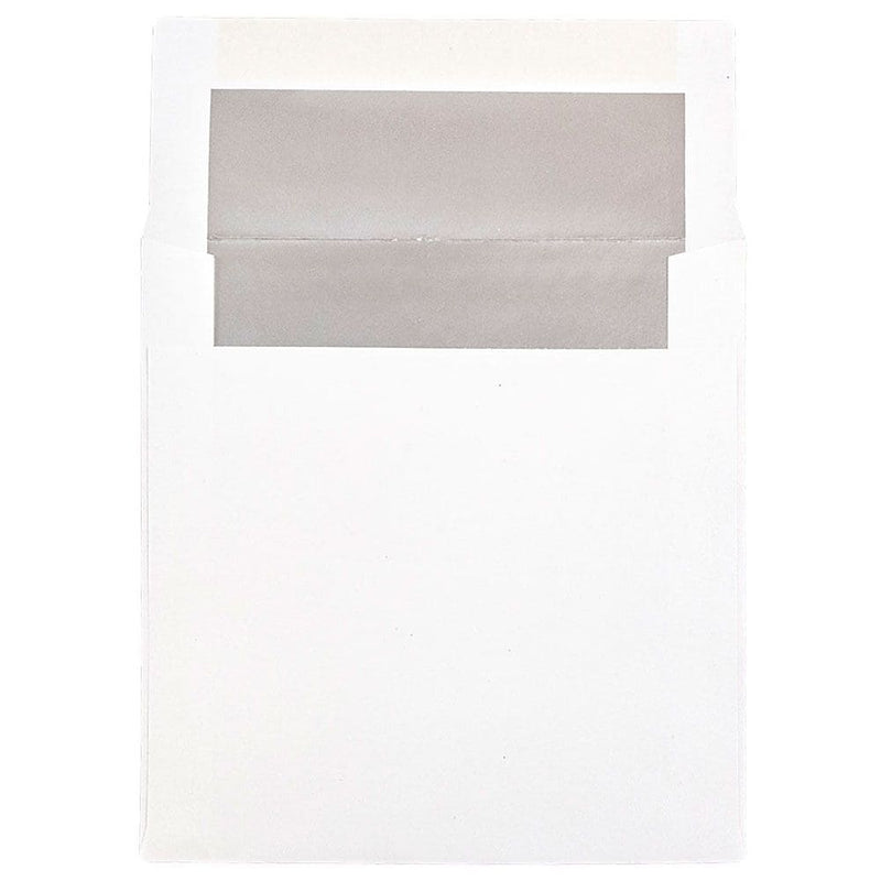 JAM Paper 6 x 6 Square Foil Lined Invitation Envelopes, White with Silver Foil, 25/Pack (3244688)