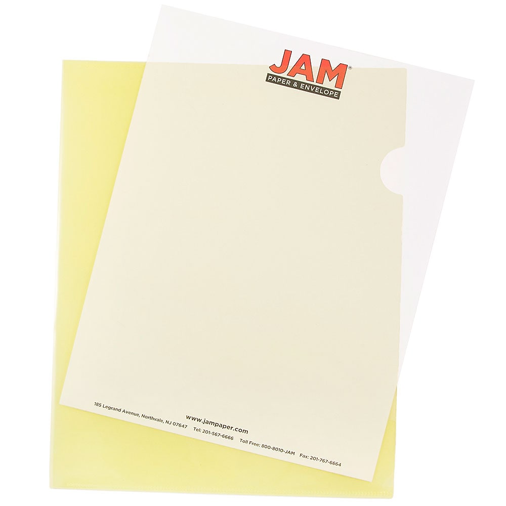 JAM Paper® Plastic Sleeves, 9" x 12", Yellow, 120/Pack (2226316991B)