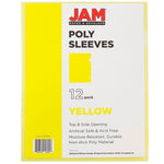 JAM Paper Plastic Sleeves, 9" x 12", Yellow, 12/Pack (2226316991)