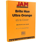 JAM Paper 65 lb. Cardstock Paper, 8.5" x 11", Ultra Orange, 250 Sheets/Ream (151027B)