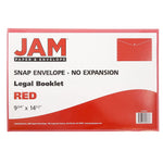 JAM Paper® Plastic Envelopes with Snap Closure, Legal Booklet, 9.75 x 14.5, Red, 12/Pack (219S0RE)