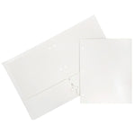 JAM Paper Laminated Glossy 3 Hole Punch Two-Pocket Folders, White, 100/Box (385GHPWHB)