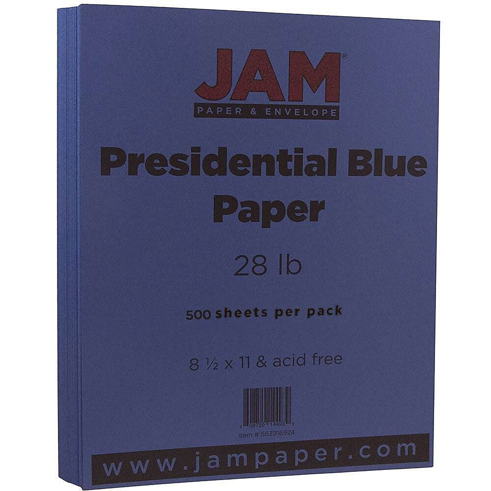 JAM Paper® Matte 28lb Paper, 8.5 x 11, Presidential Blue, 500 Sheets/Ream (563916924B)
