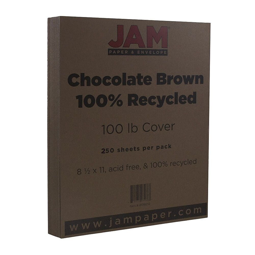 JAM Paper 100 lb. Cardstock Paper, 8.5" x 11", Chocolate Brown, 250 Sheets/Ream (8109252B)