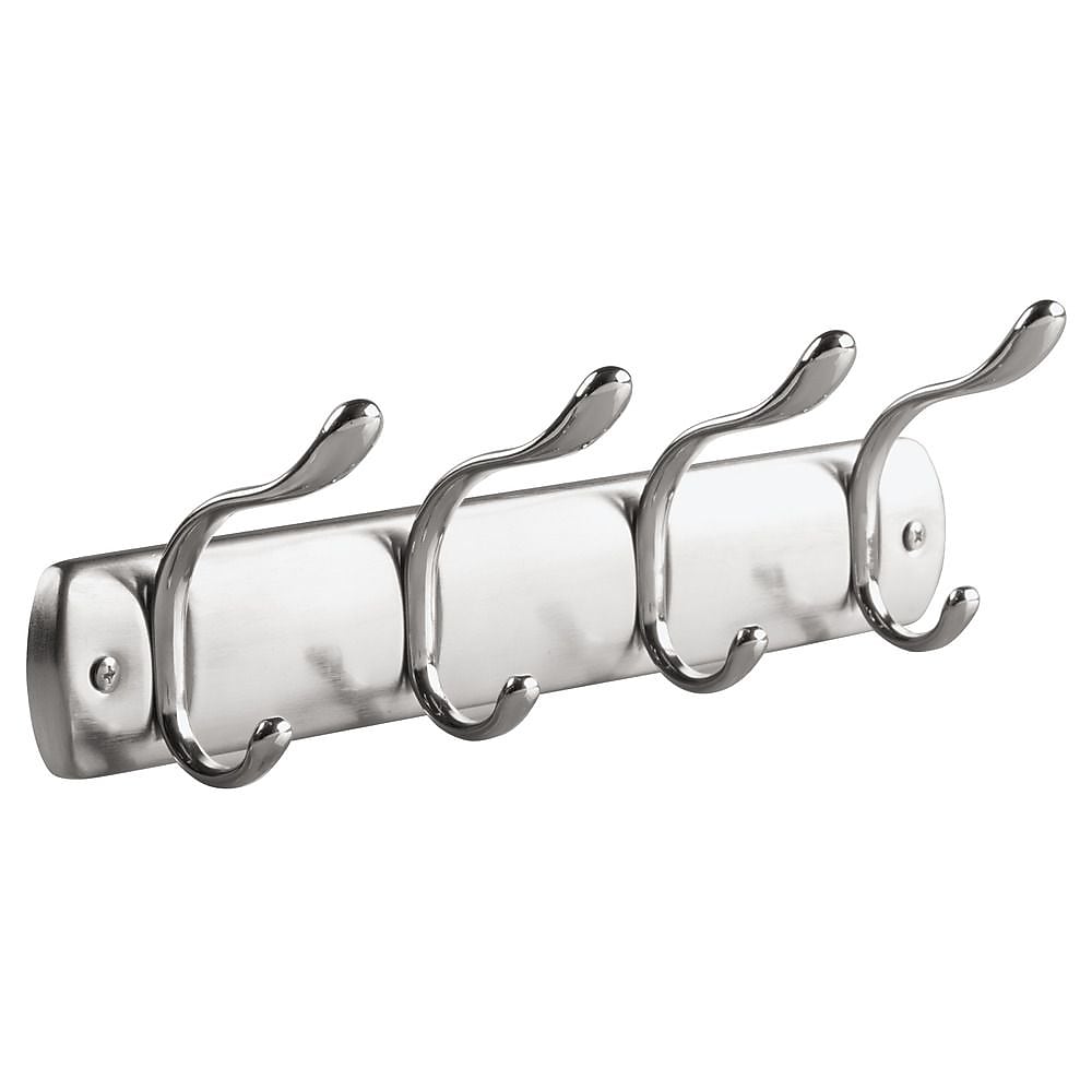 Bruschia Wall Mount Entryway Storage Rack, 4 Hooks, Brushed Nickel/Chrome (31540)