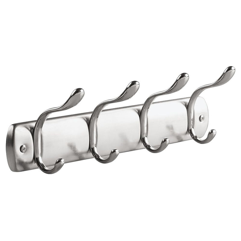 Bruschia Wall Mount Entryway Storage Rack, 4 Hooks, Brushed Nickel/Chrome (31540)