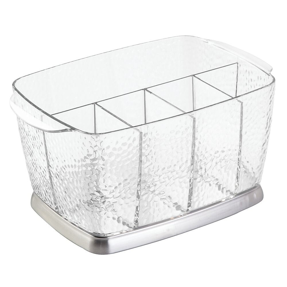 InterDesign Rain Silverware & Flatware Caddy Organizer for Kitchen Countertop Storage or Dining Table, Clear