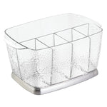 InterDesign Rain Silverware & Flatware Caddy Organizer for Kitchen Countertop Storage or Dining Table, Clear