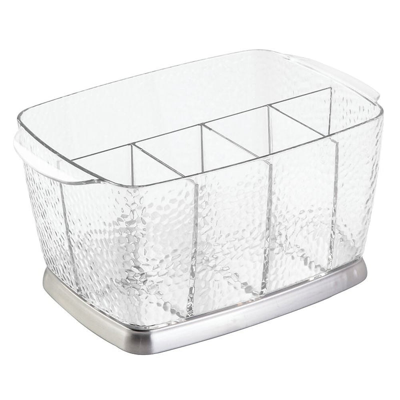 InterDesign Rain Silverware & Flatware Caddy Organizer for Kitchen Countertop Storage or Dining Table, Clear