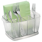InterDesign Rain Silverware & Flatware Caddy Organizer for Kitchen Countertop Storage or Dining Table, Clear