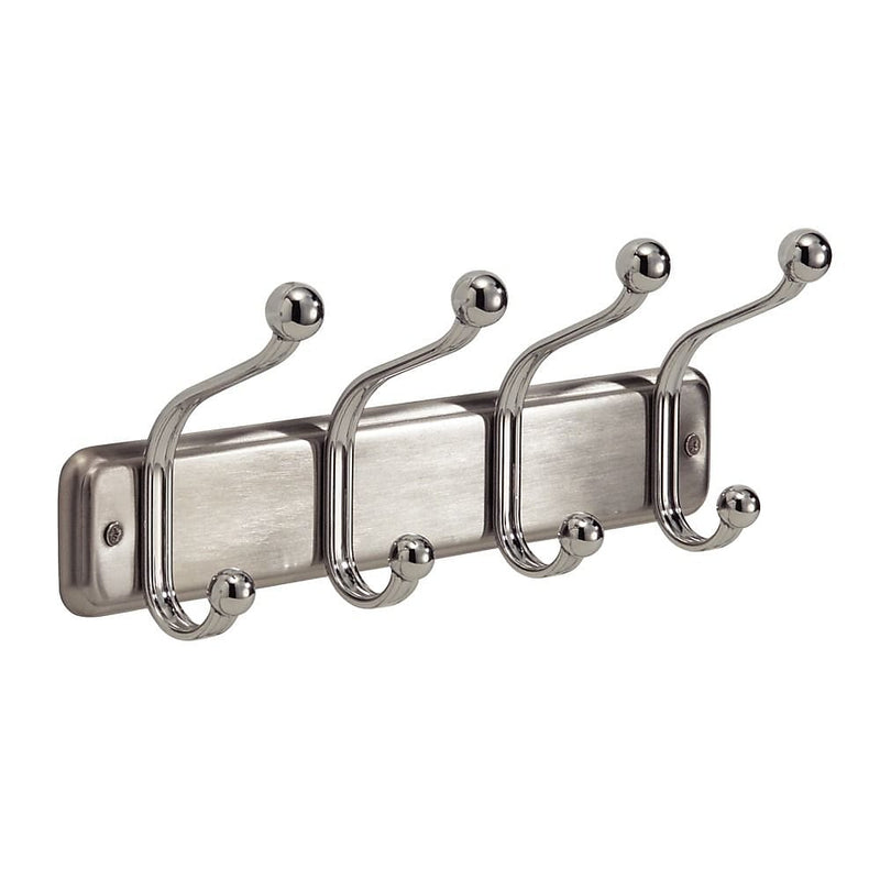 York Lyra Wall Mount Entryway Storage Rack, 4 Hooks, Chrome (54170)