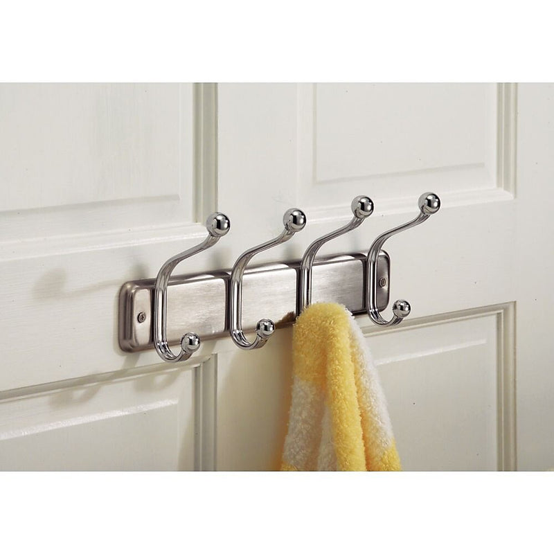 York Lyra Wall Mount Entryway Storage Rack, 4 Hooks, Chrome (54170)
