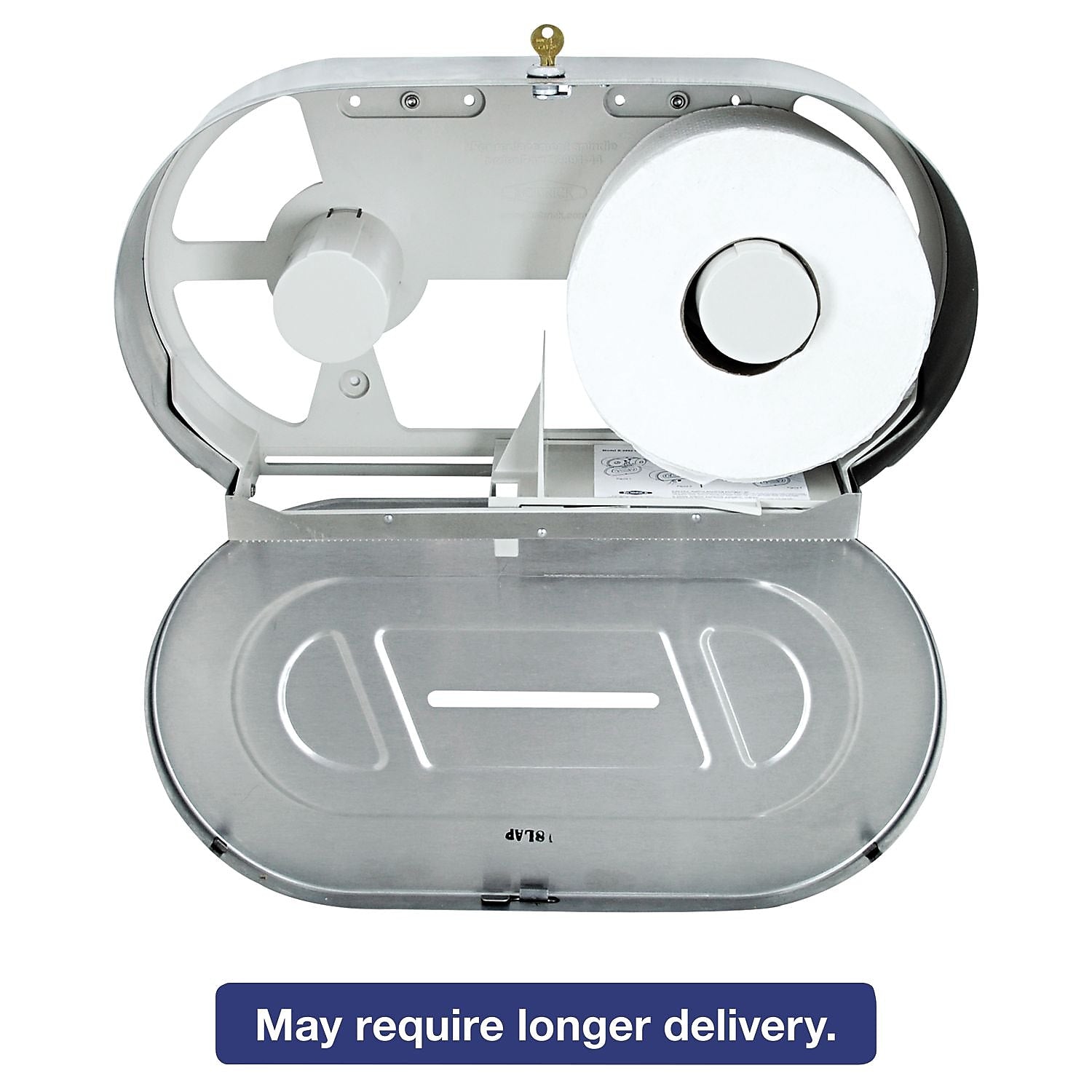 Bobrick Toilet Tissue 2 Roll Dispenser, Stainless Steel,jumbo,20-13/16wx5 15/16dx11-3/8h
