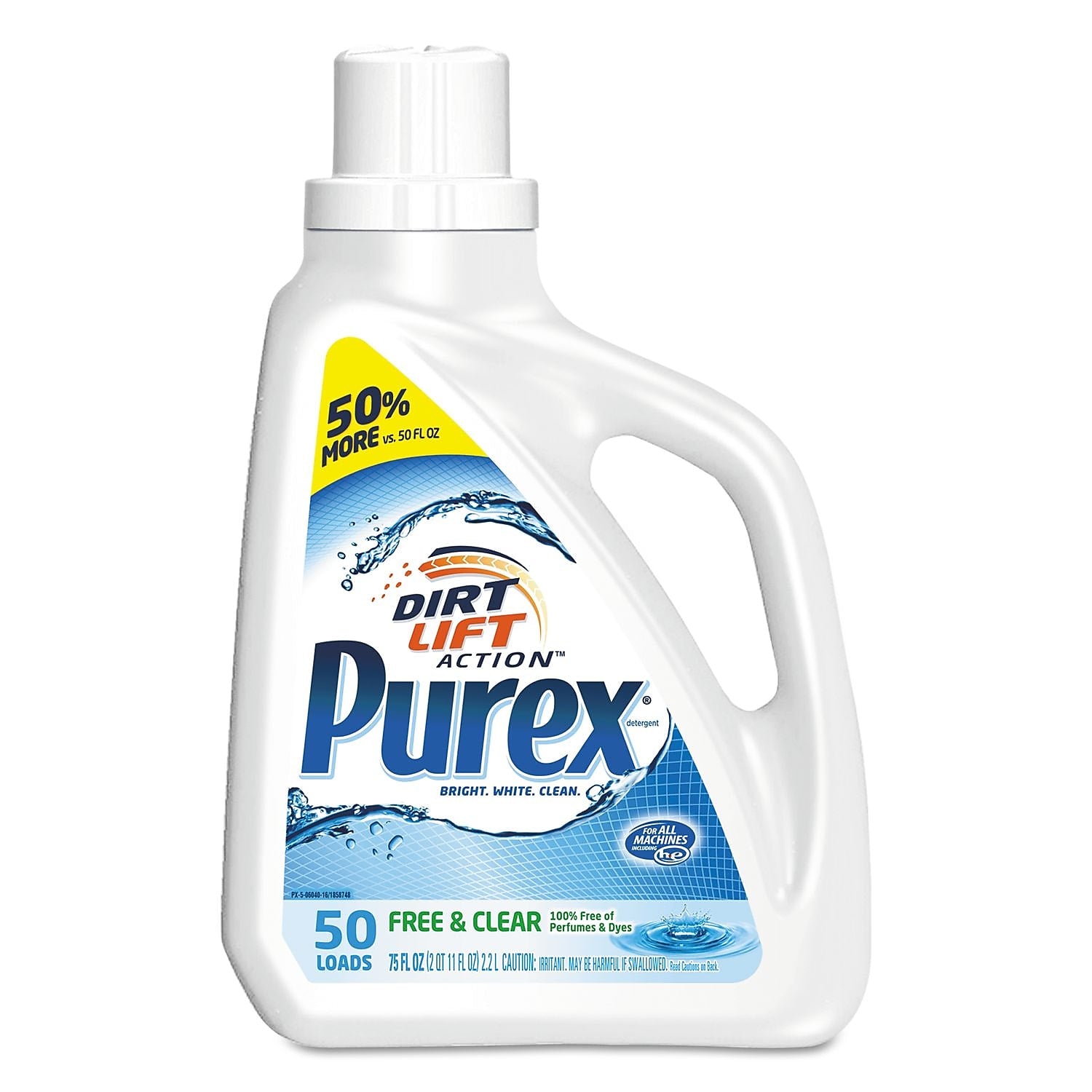 Purex Free And Clear Liquid Laundry Detergent, Unscented, 75 Oz Bottle, 6/carton