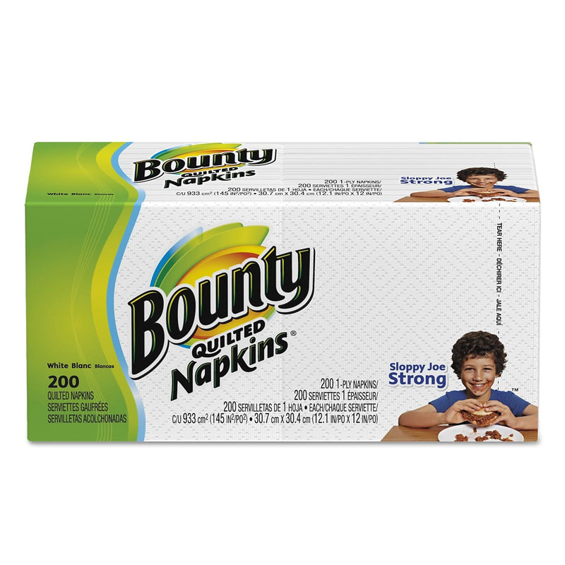 Bounty Quilted Napkins, 1-Ply, White, 200/Pack, 8 Packs/Carton (PGC96595CT)