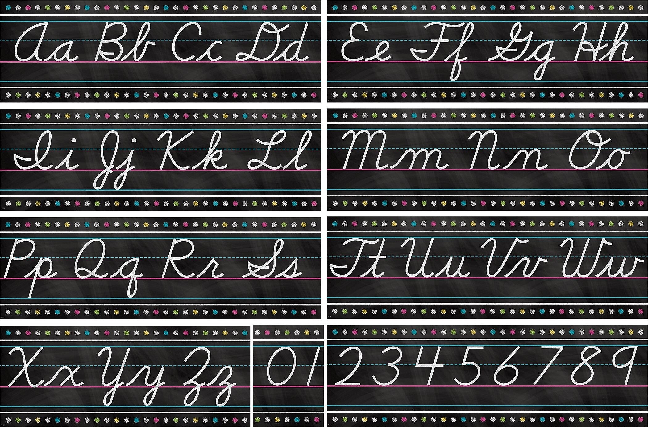 Teacher Created Resources Chalkboard Brights Cursive Writing Bulletin Board Display Set (TCR5858)