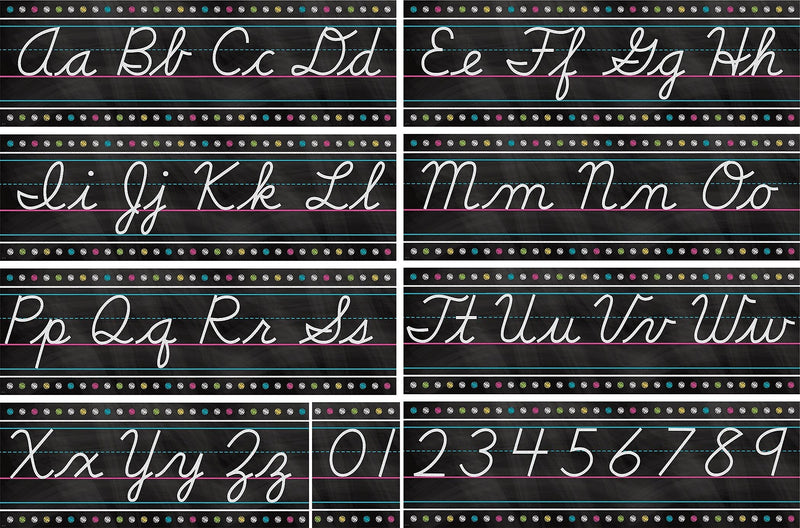 Teacher Created Resources Chalkboard Brights Cursive Writing Bulletin Board Display Set (TCR5858)