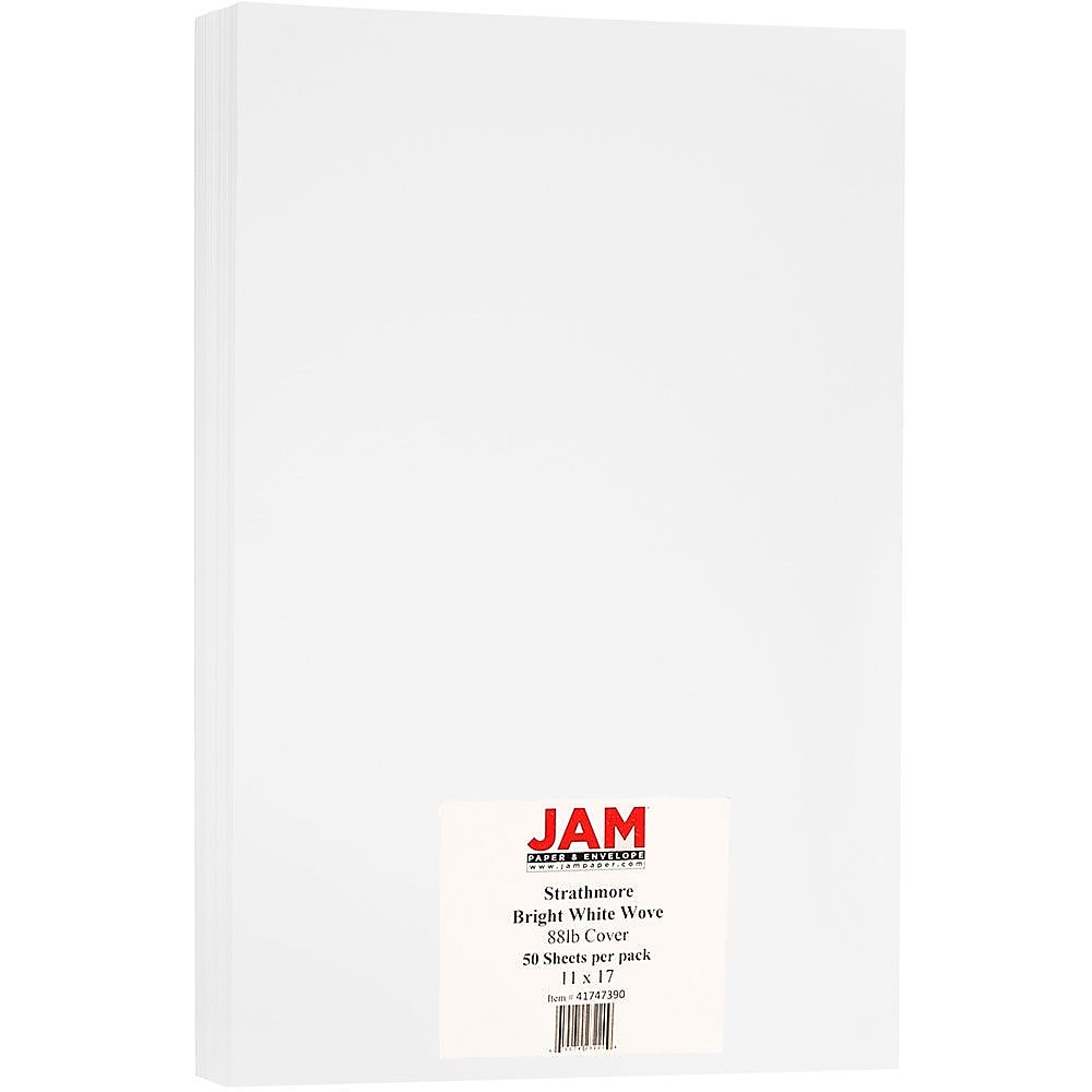 JAM Paper Strathmore 88 lb. Paper, 11" x 17", Bright White, 50 Sheets/Pack (41747390)