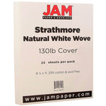 JAM Paper Strathmore 130 lb. Cardstock Paper, 8.5" x 11", Natural White, 25 Sheets/Pack (1196724)