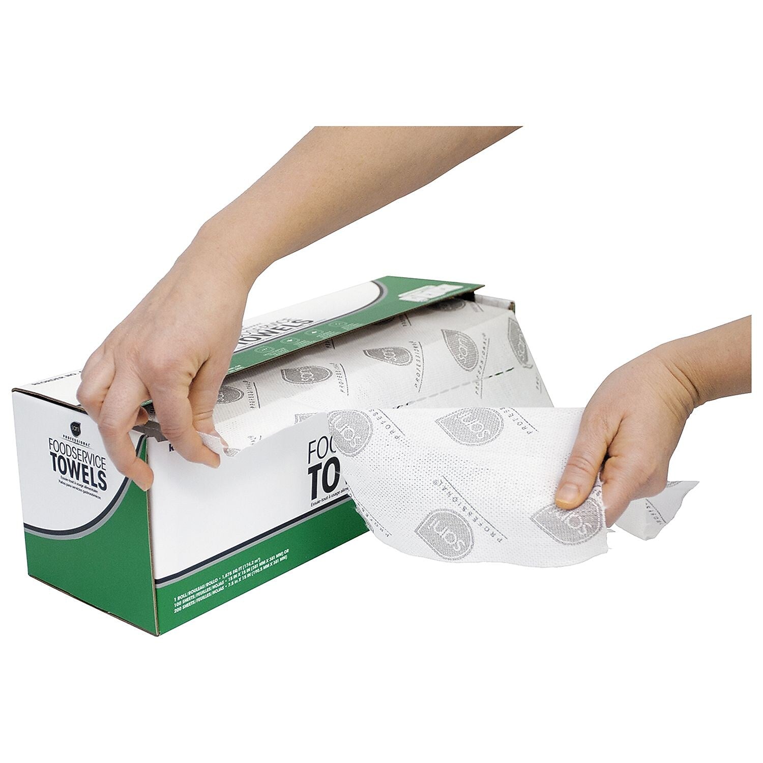 Sani Professional Viscose Food Service Towels, White, 200 Sheets/Roll, 4/Carton (NICG125DA)