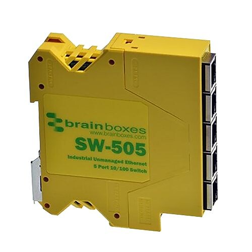 Brainboxes 5-Port Ethernet Unmanaged Switch, 10/100 Mbps, Black (SW-505)