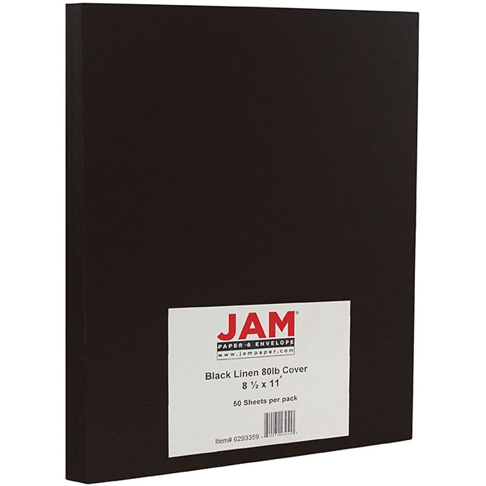 JAM Paper 80 lb. Cardstock Paper, 8.5" x 11", Black, 50 Sheets/Pack (6293359)