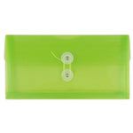 JAM Paper® Plastic Envelopes with Button and String Tie Closure, #10 Business Booklet, 5.25 x 10, Lime Green, 12/Pack (921B1LI)