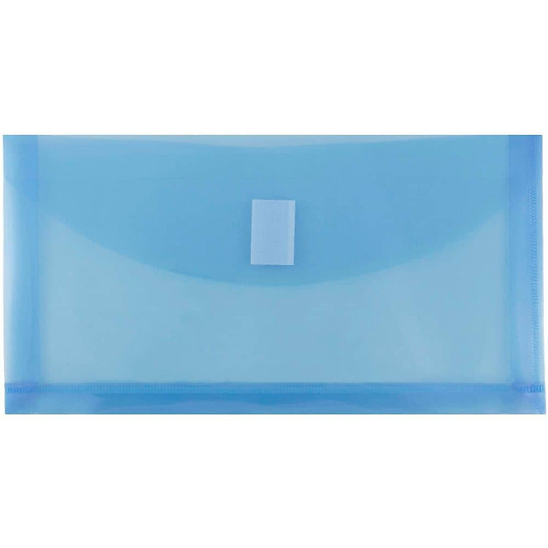 JAM Paper Standard Plastic Filing Envelope with Hook & Loop Closure, 5.25" x 10", Blue, 108/Box (921V1BUB)