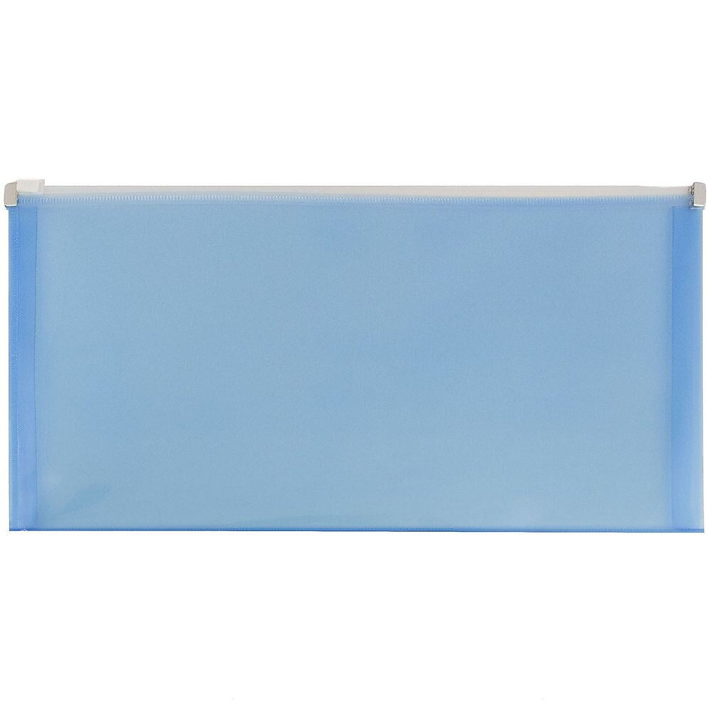 JAM Paper Expanding Wallet with Zipper Closure, 4.75" x 9.5", Blue, 12/Pack (921Z1BU)