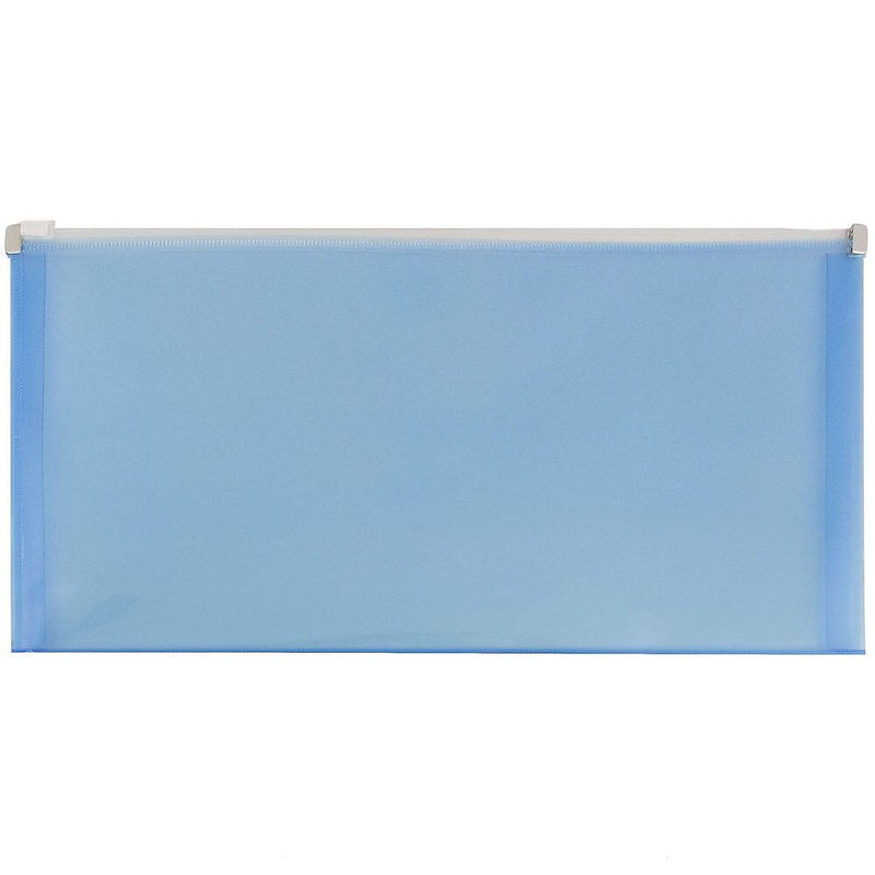 JAM Paper Expanding Wallet with Zipper Closure, 4.75" x 9.5", Blue, 12/Pack (921Z1BU)