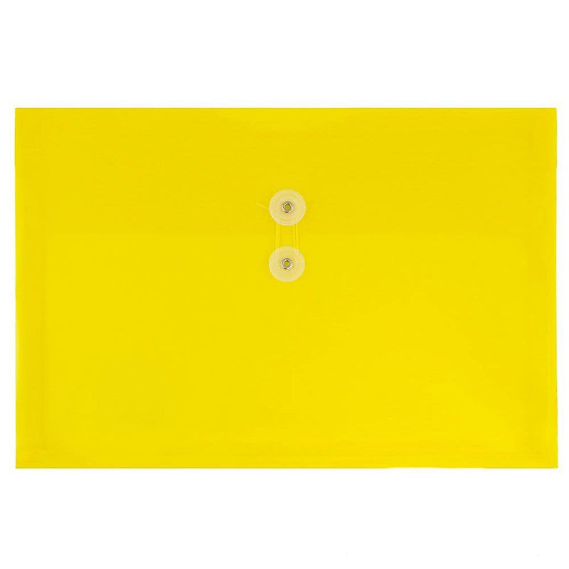 JAM Paper® Plastic Envelopes with Button and String Tie Closure, Legal Booklet, 9.75 x 14.5, Yellow, 12/Pack (219B1YE)