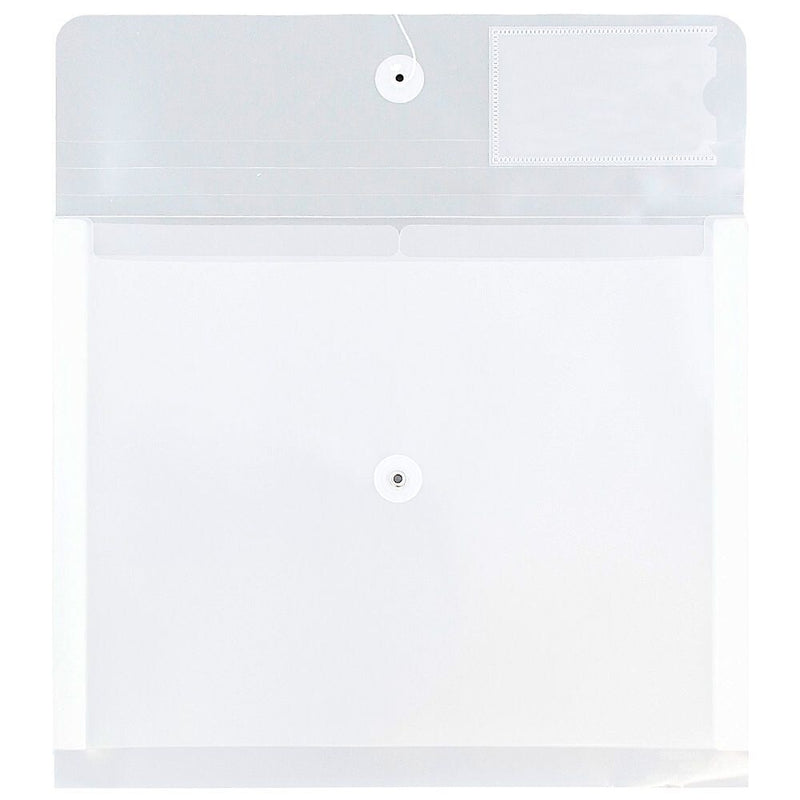 JAM Paper® Plastic Envelopes with Button and String Closure & 2 Dividers, Letter Booklet, 12.75 x 10.5, Clear, 12/Pack (JSF228)