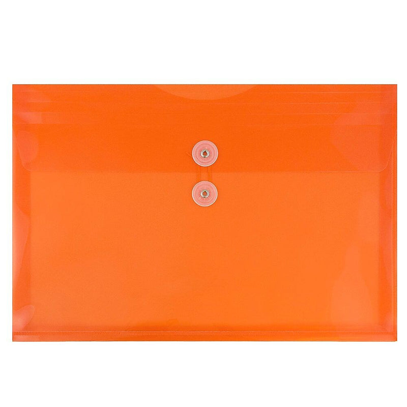 JAM Paper® Plastic Envelopes with Button and String Tie Closure, Letter Booklet, 9.75 x 13, Orange, 108/Pack (218B1ORB)
