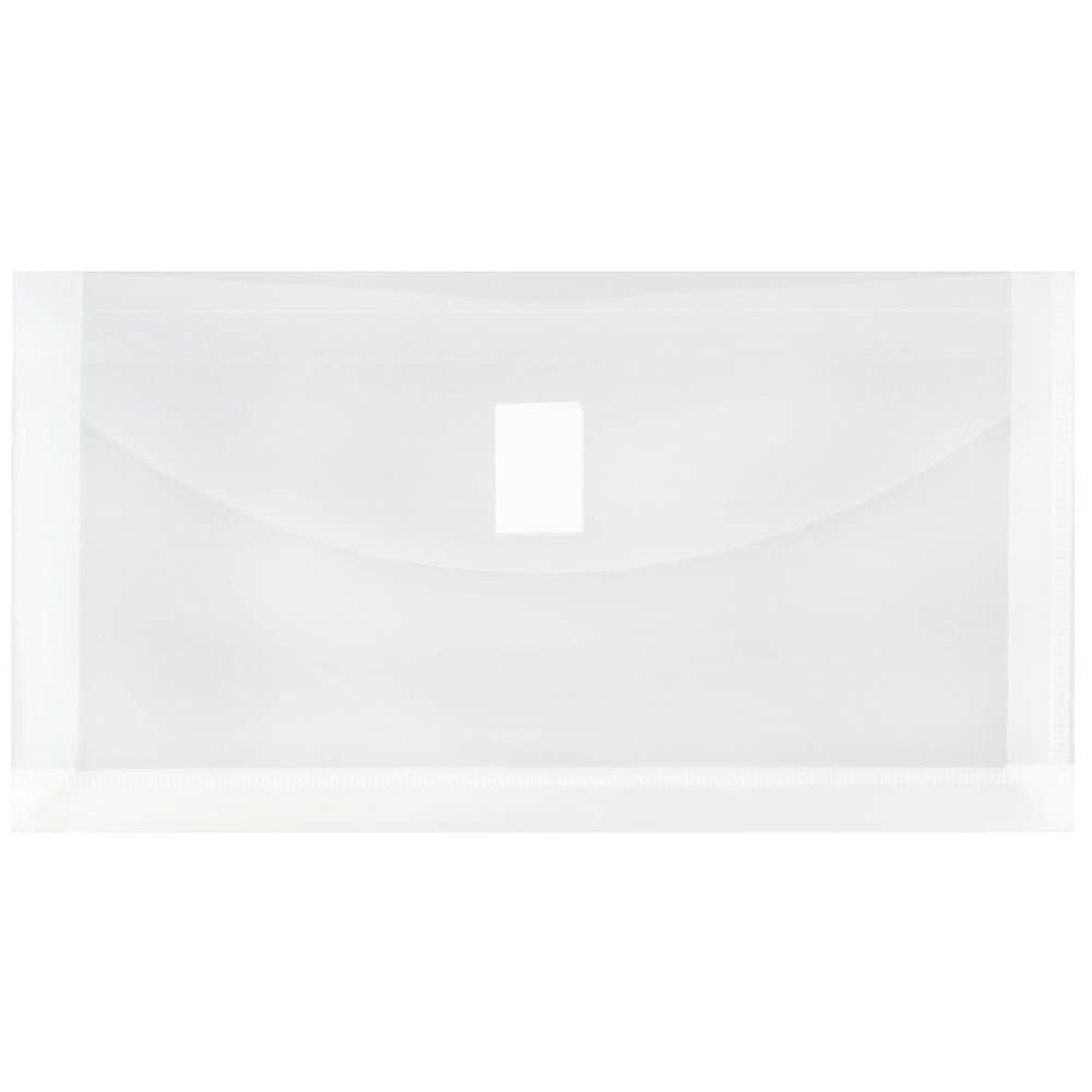JAM Paper Plastic Filing Envelope with Hook & Loop Closure, 5.25" x 10", Clear, 12/Pack (921V1CL)