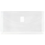 JAM Paper Plastic Filing Envelope with Hook & Loop Closure, 5.25" x 10", Clear, 12/Pack (921V1CL)