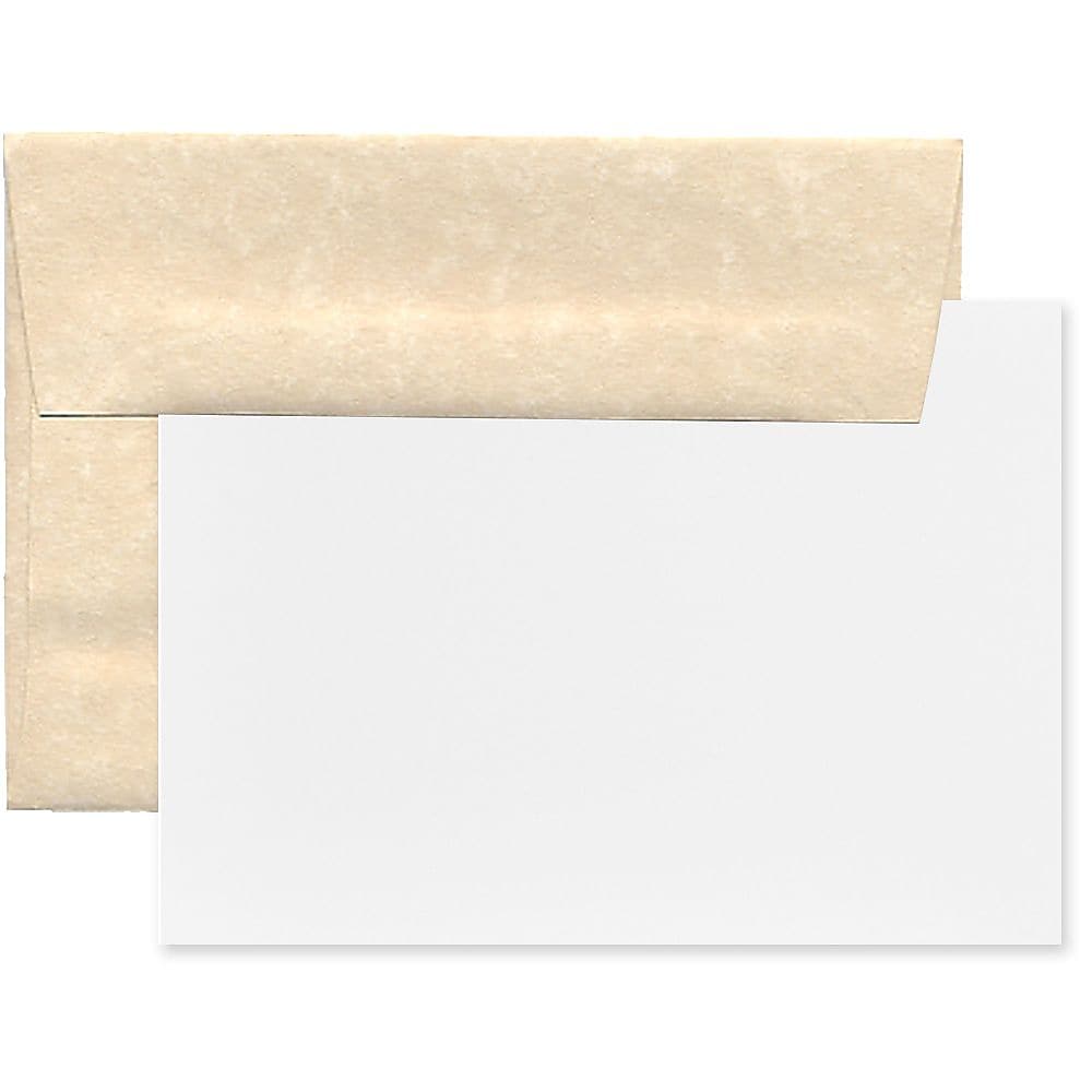 JAM Paper® Blank Greeting Cards Set, A7 Size, 5.25 x 7.25, Parchment Natural Recycled, 25/Pack (304624560)