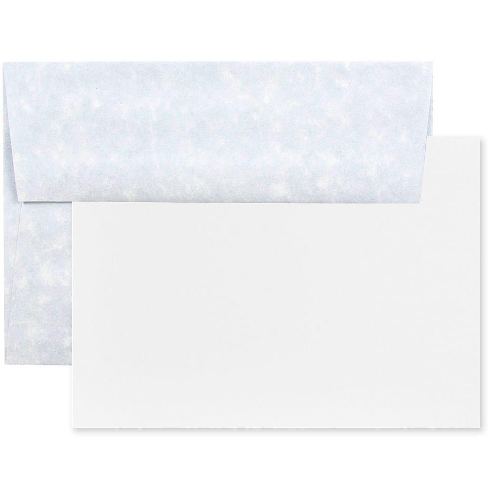 JAM Paper® Blank Greeting Cards Set, A7 Size, 5.25 x 7.25, Parchment Blue Recycled, 25/Pack (304624548)