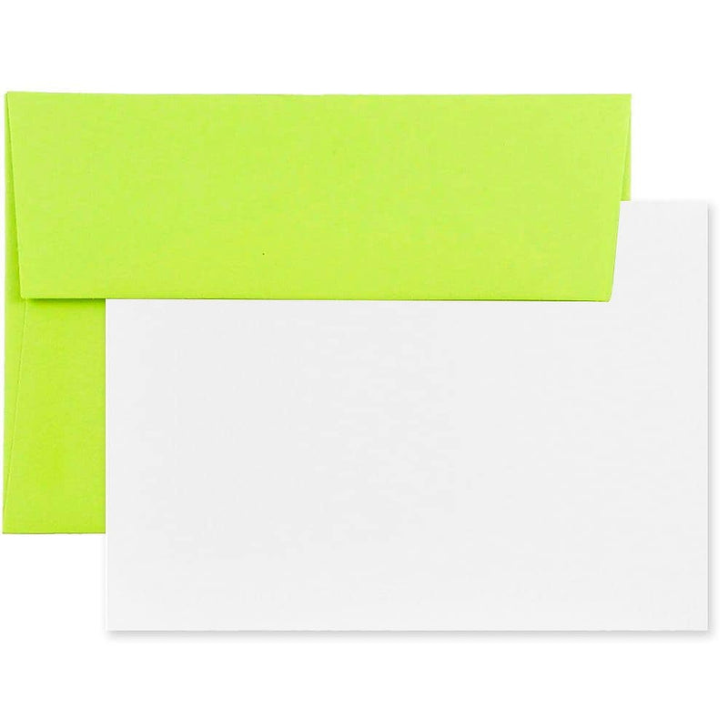 JAM Paper® Blank Greeting Cards Set, 4Bar A1 Size, 3.625 x 5.125, Ultra Lime Green, 25/Pack (304624513)